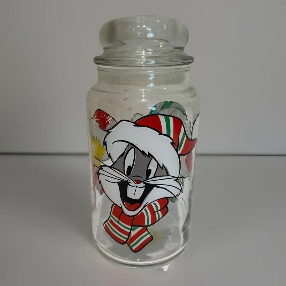 Anchor Hocking 1994 Warner Bros Christmas Canister Bugs Bunny Tweety Sylvester